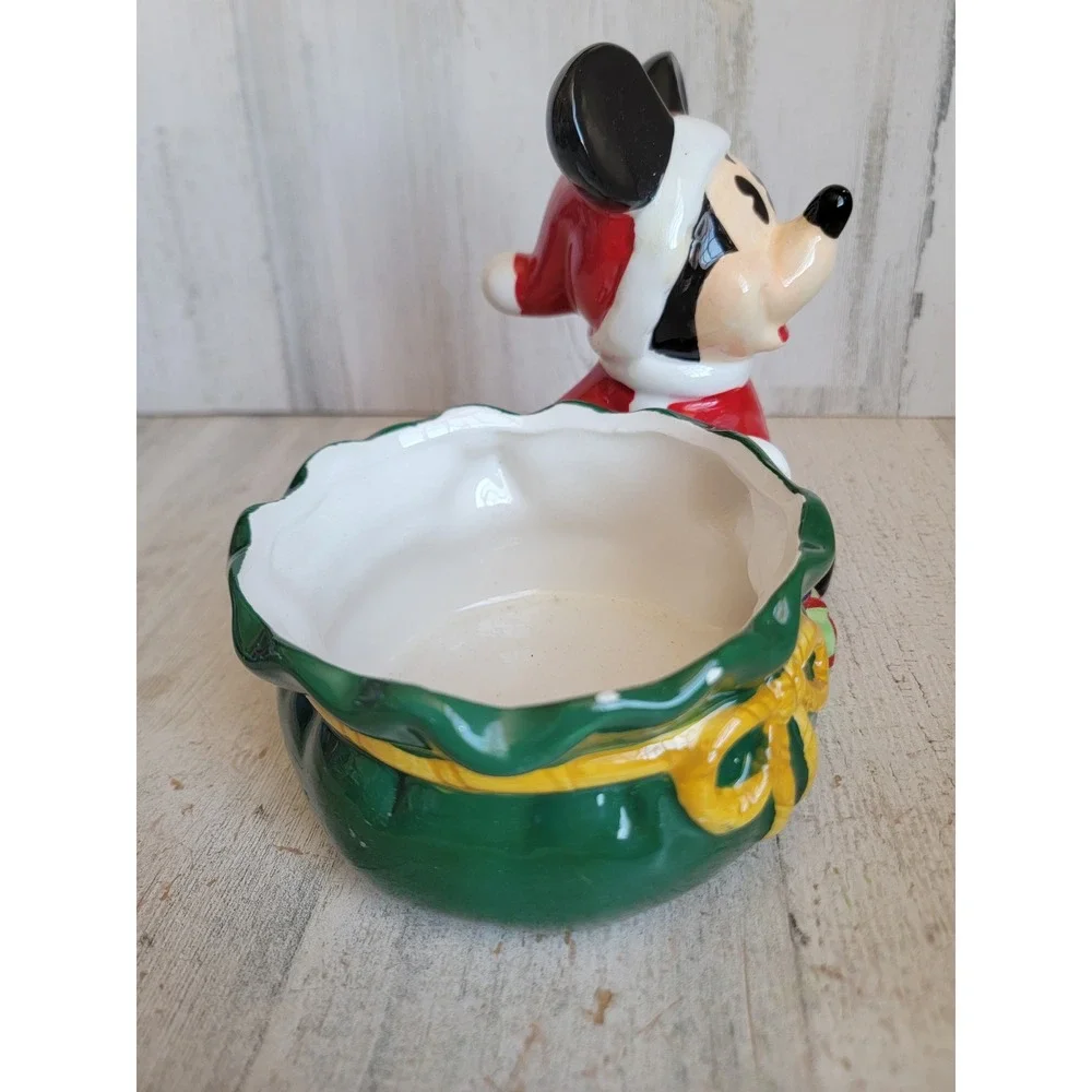 Disney Santa Claus gift bag candy dish Xmas ceramic home‎ decor present toy
